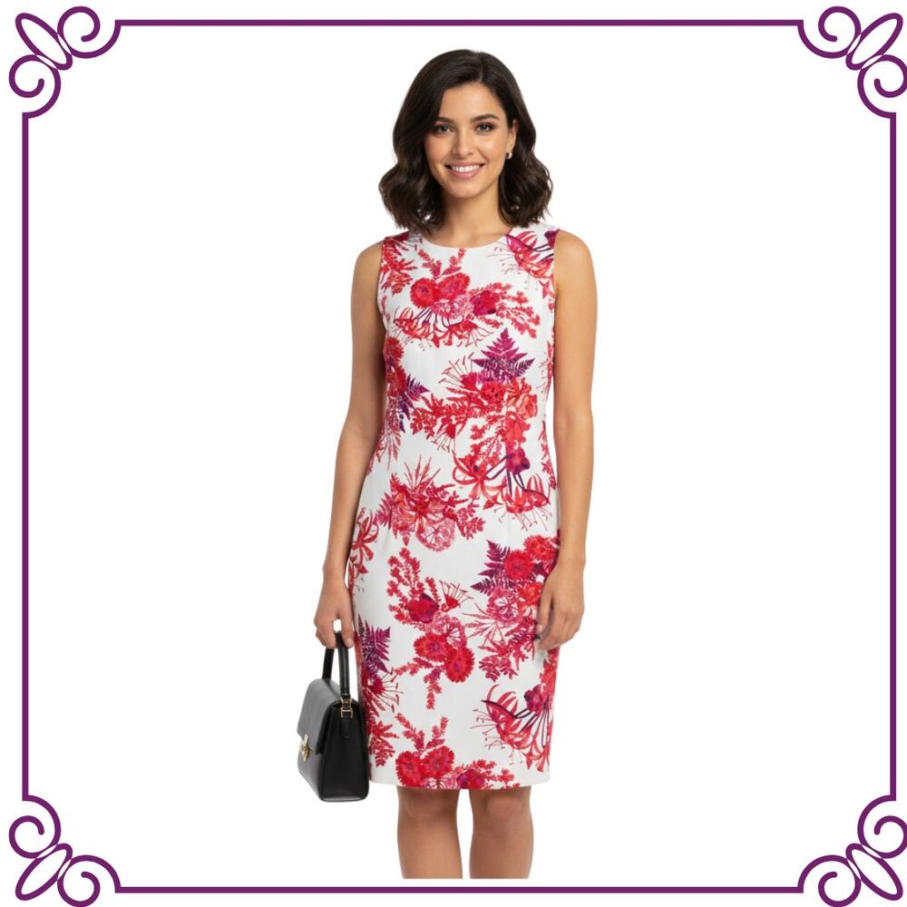 Mario Serrani Italy Sleeveless Shift Party Cocktail Floral Dress Sz 10